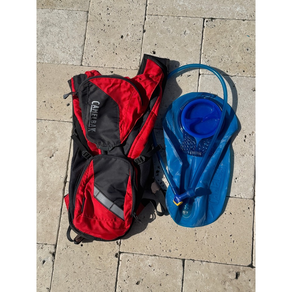 Camelbak Hydration Pack Backpack Hiking Running Biking Water Reservoir Red Black